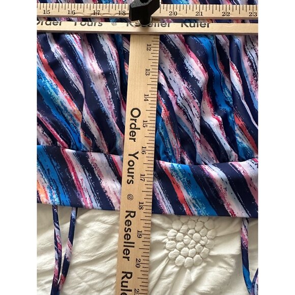 Womens Charmo UPF 50+ Striped Tankini TOP ONLY Sz M Beachy Vacation Tropical NWT - Picture 8 of 9